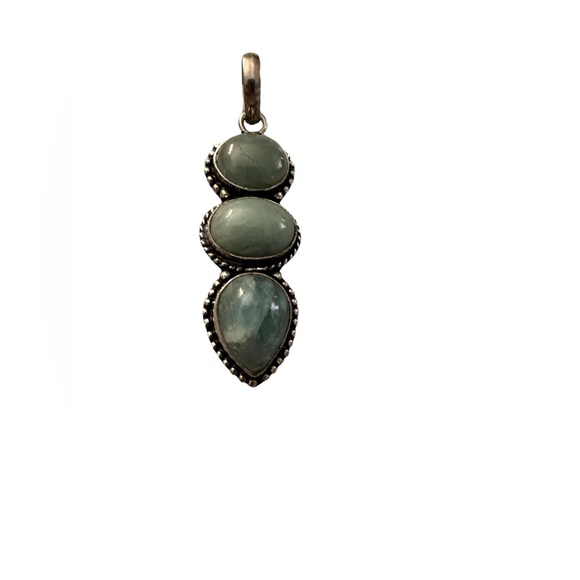Amazonite Silver Pendant with 3 stones - Picture 1 of 2